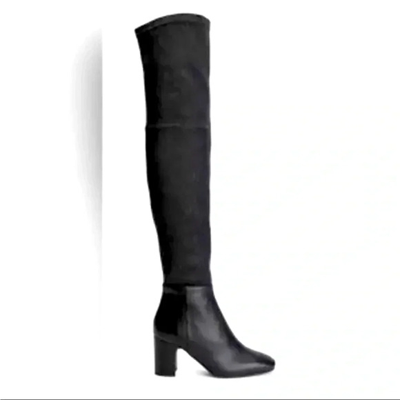 Aquatalia Barbera Over The Knee Boots Size 8 Black Stretch Italy Luxury NWOB - Picture 1 of 15